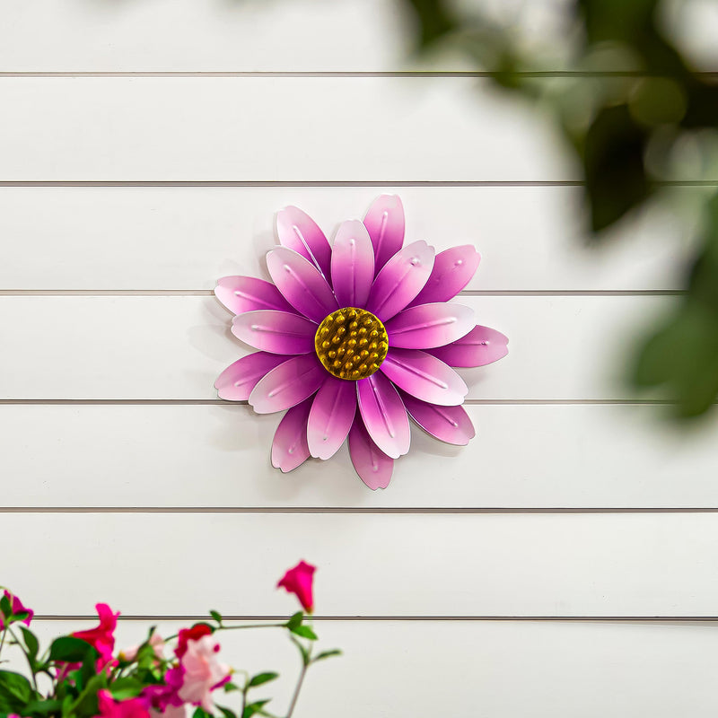 What She Shed Wind Spinner, Metal Pink Sunflower Wall Spinner, 13"