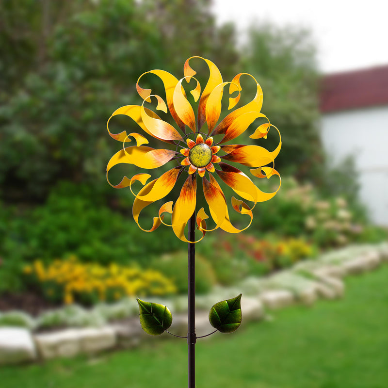 Petal & Plow Wind Spinner, Sunflower Design, 75"H