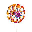 Metal Wind Spinner, Purple & Orange Disc Flower, 75"H