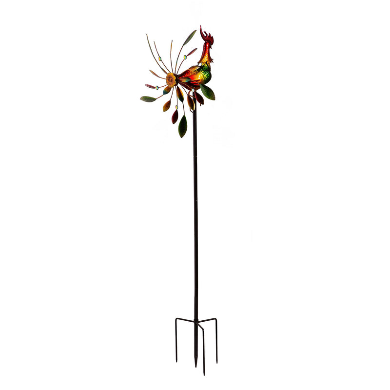 Petal & Plow Wind Spinner, Metal Spinning Rooster, 63"H