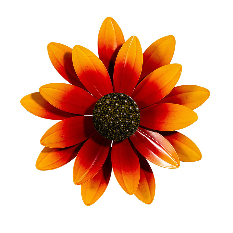 Petal & Plow Wind Spinner, Metal Red Sunflower Wall Spinner, 13"
