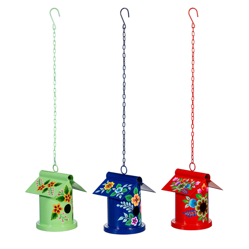 What She Shed Birdhouse, Metal Decorative Vibrant Hand-Painted Bird House, 6" H