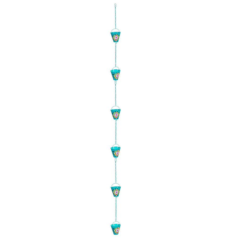 What She Shed Rain Chain, Vibrant Hand-Painted Flower Rain Chain, 72" H