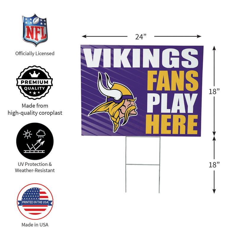 Minnesota Vikings Yard Sign "Fans Play Here"
