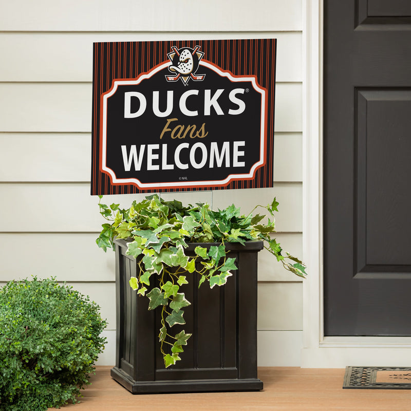 Anaheim Ducks Yard Sign, "Fans Welcome"