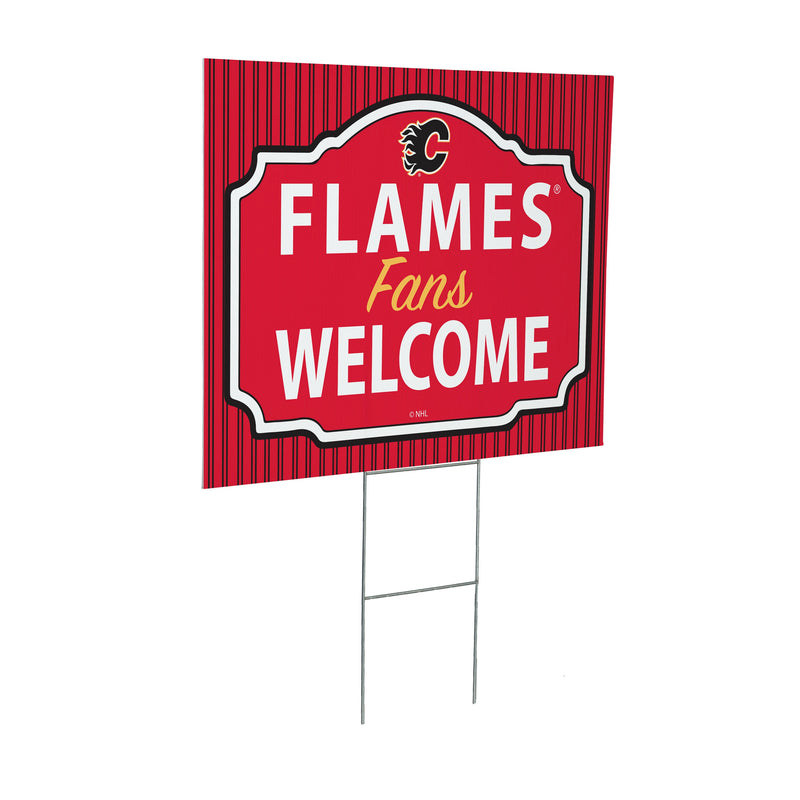 Calgary Flames Yard Sign, "Fans Welcome"