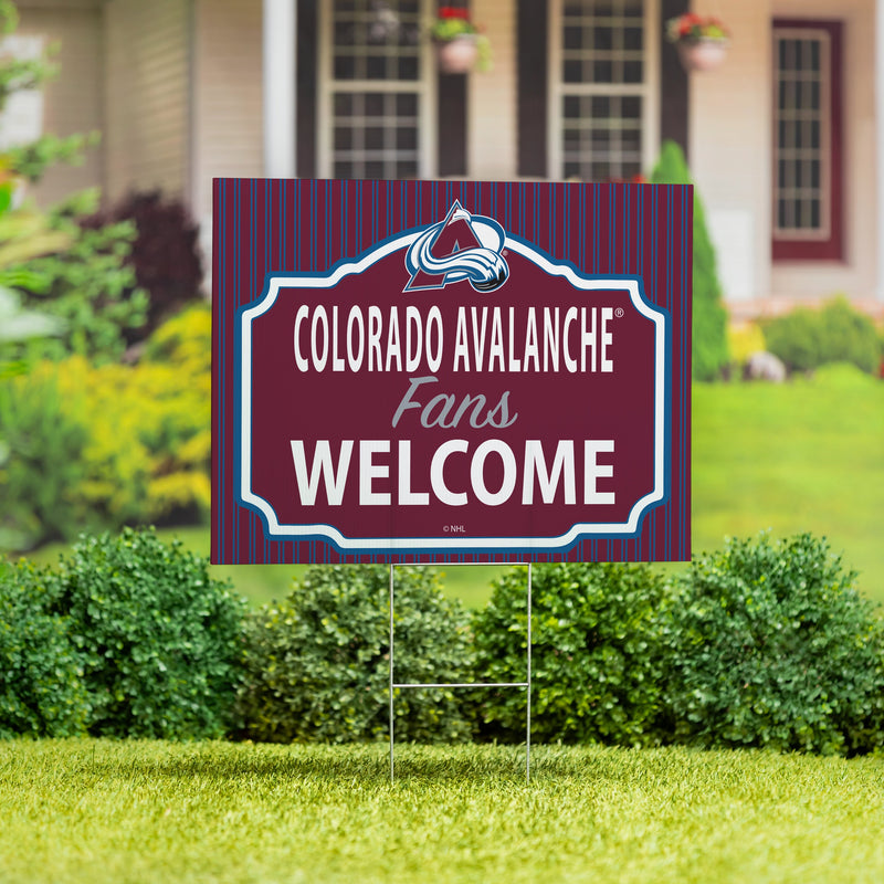 Colorado Avalanche Yard Sign, "Fans Welcome"