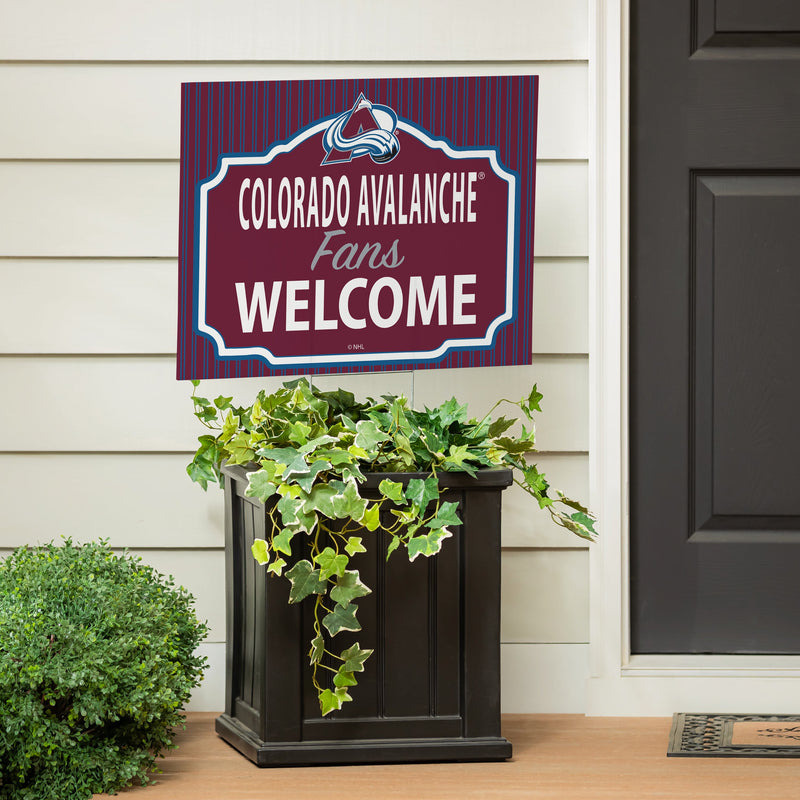 Colorado Avalanche Yard Sign, "Fans Welcome"