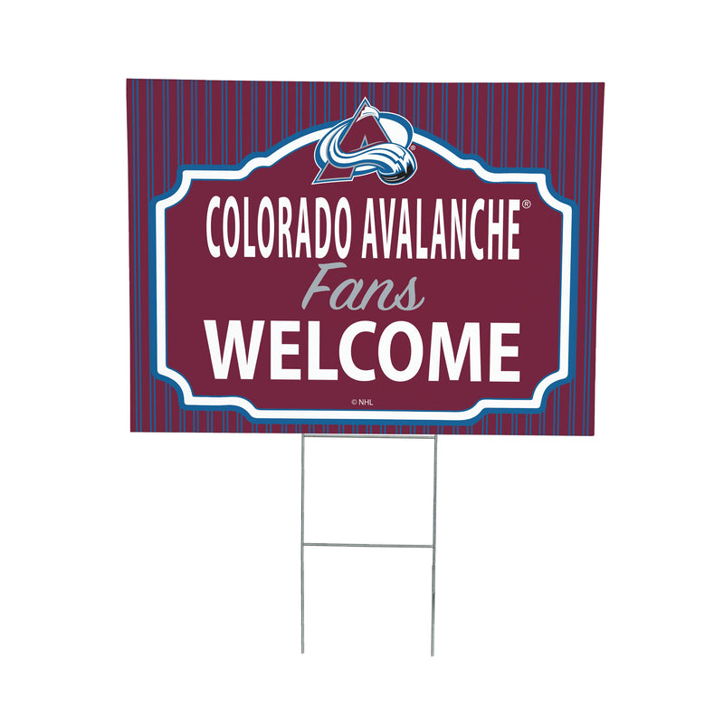 Colorado Avalanche Yard Sign, "Fans Welcome"
