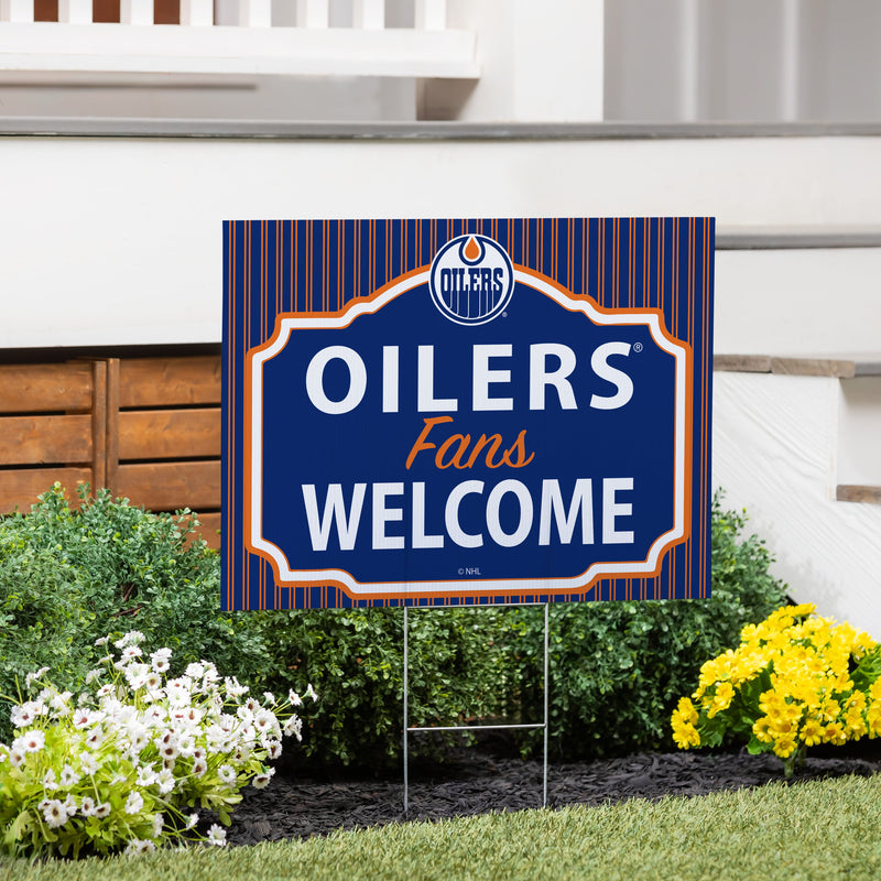 Edmonton Oilers Coroplast Yard Sign, "Fans Welcome"