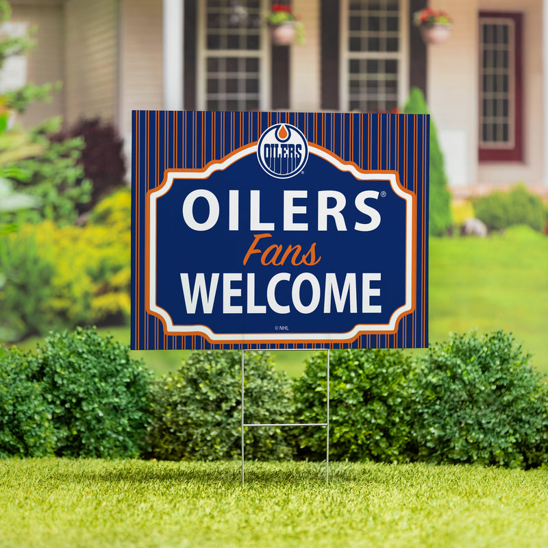 Edmonton Oilers Coroplast Yard Sign, "Fans Welcome"