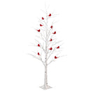 Holiday Poinsettia Tree Cardinal Birch with Cardinals Indoor/Outdoor LED Tree, 72"H
