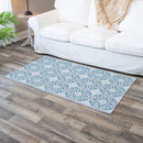 Reversible Weather-Resistant Rug 3'x5', Light and Dark Blue Pattern