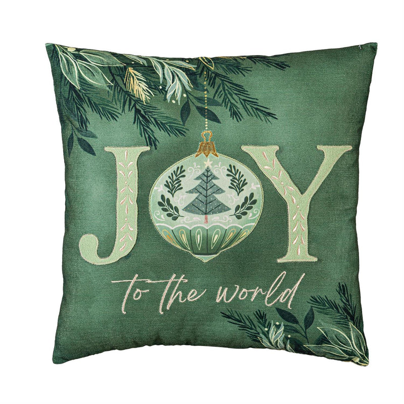 Greenery Joy To The World Pillow Cover