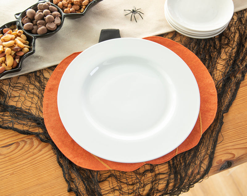 14" Fabric Jack-O-Lantern Shaped Placemat, Trick or Treat,4pm9864