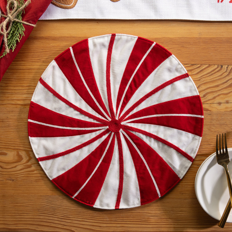 14" Fabric Shaped Placemat, Peppermint,4pms002