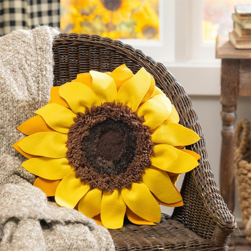 Grateful Gatherings Sunflower Shaped Pillow, 16"