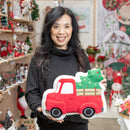 14" Shaped Pillow, Truck with Tree,4sp31001