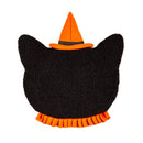 13" Shaped Pillow with Embroidering, Black Cat with Witches Hat,4sp36005