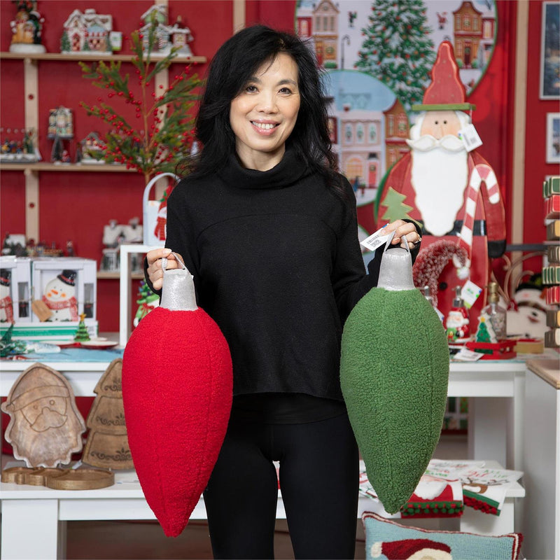7.5" x 20.5" Shaped Pillow, Christmas Bulb
