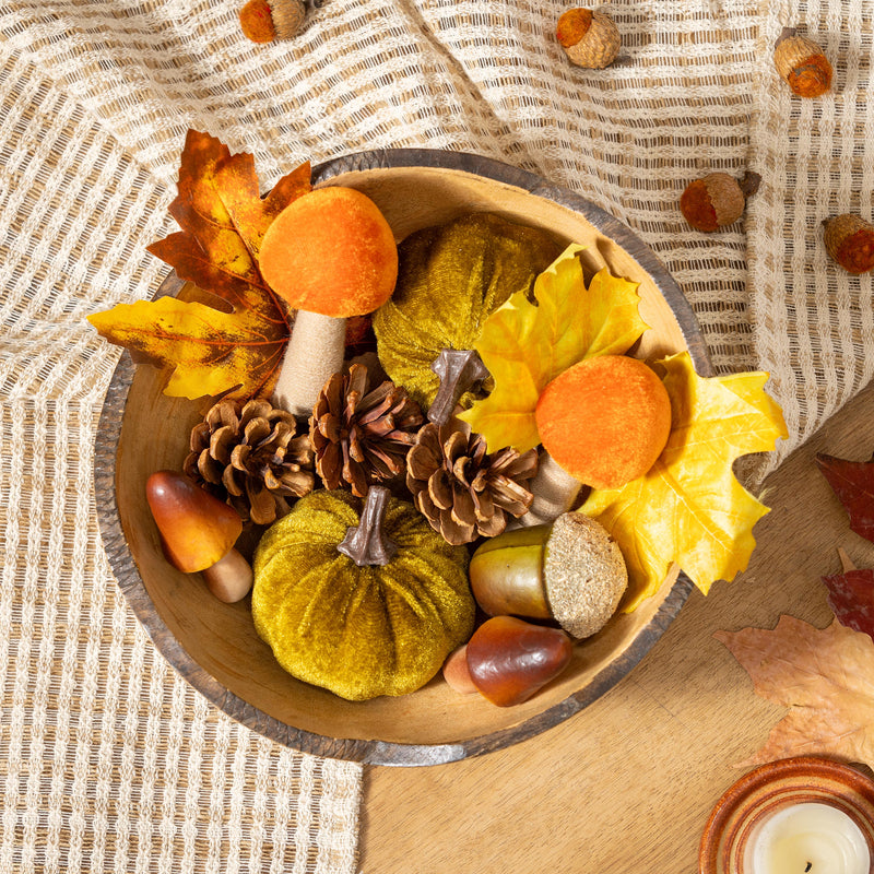Fall Botanicals Fabric and Natural Fiber Bowl Filler Table Decor Set