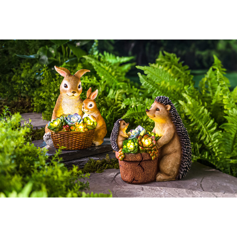 Evergreen Statuary,Solar Succulent Hedgehogs Flower Pot Garden Statue,8.5x5x9 Inches