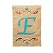 Garden Burlap Teal Monogram E Flag