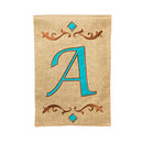 Garden Burlap Teal Monogram A Flag