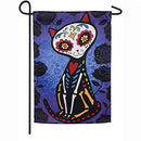 Sugar Skull Cat Garden Suede Flag