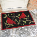 Indoor/Outdoor Hooked Rug, Polypropylene, Cardinals on Branch, 24"x42"
