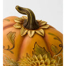 Evergreen Statuary,Carved Pumpkins with Sunflowers, Set of 2,7.25x4.25x8.5 Inches
