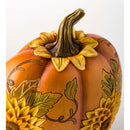 Evergreen Statuary,Carved Pumpkins with Sunflowers, Set of 2,7.25x4.25x8.5 Inches