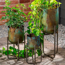 Distressed Metal Raised Planters, Set of 3