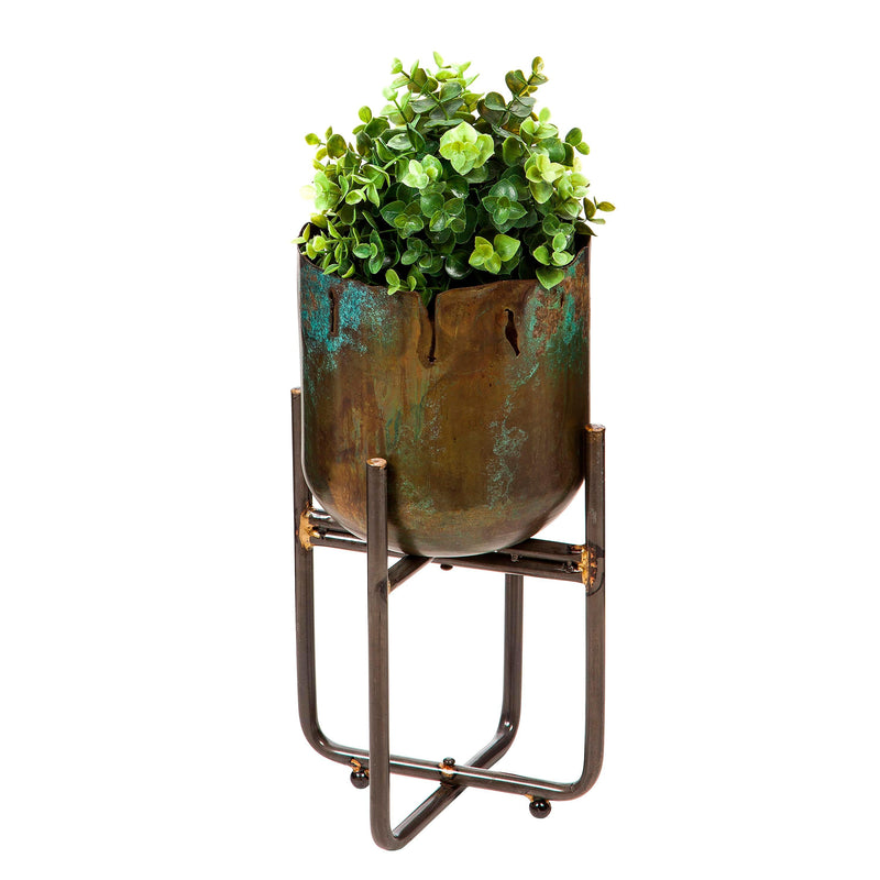 Distressed Metal Raised Planters, Set of 3