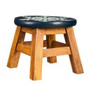 Hand-Carved Acacia Wood Snow Flake Footstool