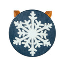 Hand-Carved Acacia Wood Snow Flake Footstool