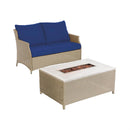 2PCS set: including 1 two- seats sofa and 1 firepit coffee table