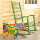 Handmade Colorful Painted Folk Art Cow Metal Side Table