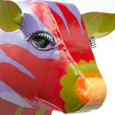 Handmade Colorful Painted Folk Art Cow Metal Side Table