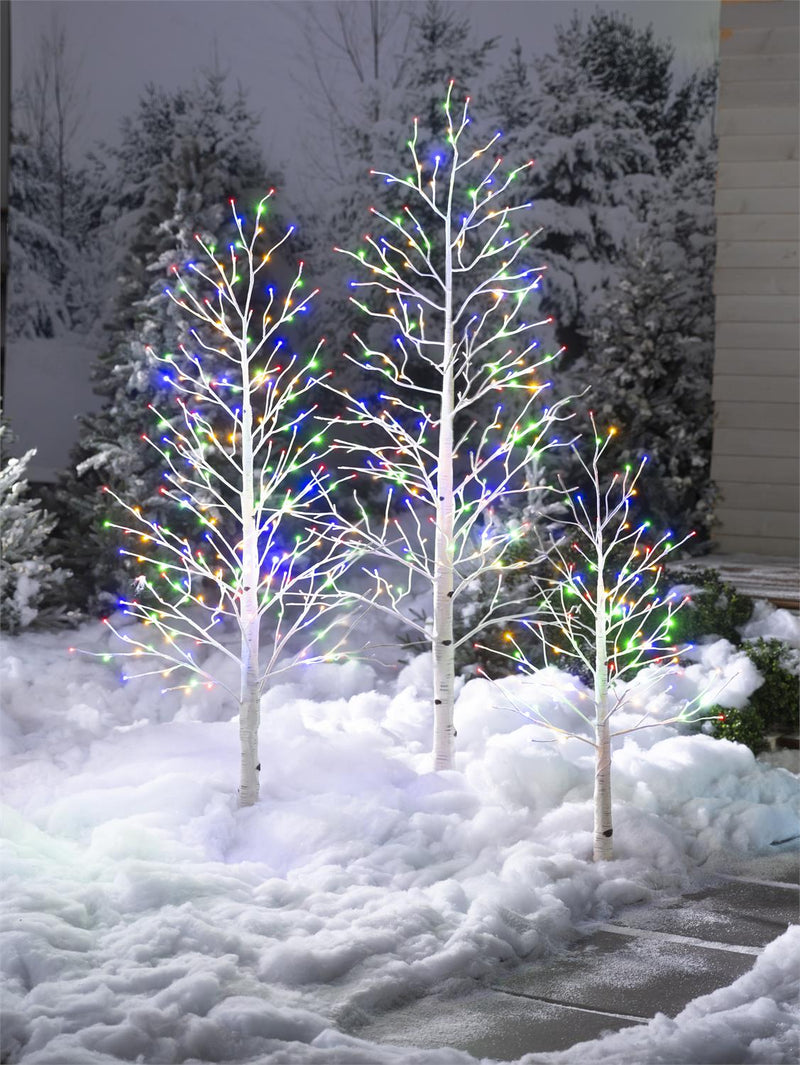 7'H Indoor/Outdoor Birch Tree with 280 Warm White and Multicolor Lights