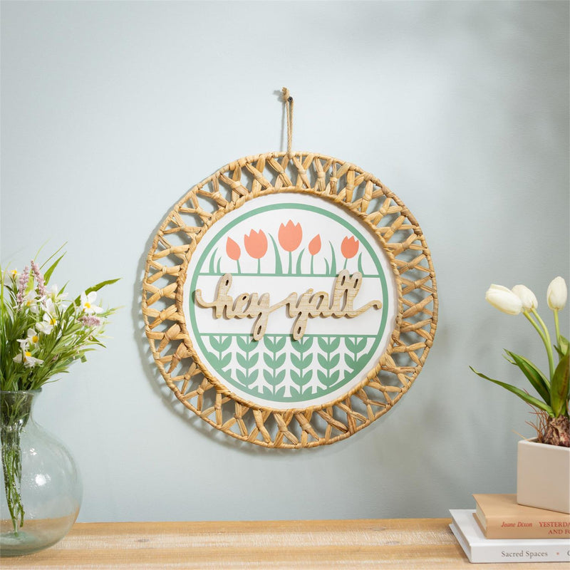 Hey Yall" Round Wall Décor, 18"