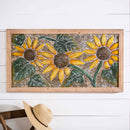 Metal Embossed Sunflower Wood Framed Wall Décor