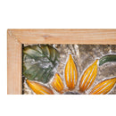 Metal Embossed Sunflower Wood Framed Wall Décor