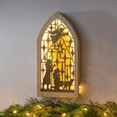 8.25" H x 15.5" L LED Wooden Nativity Scene Wall Decor,6awd896
