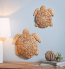 17"L x 17"H Metal and Natural Fiber Wall Decor, Turtles, Set of 2,6awd901