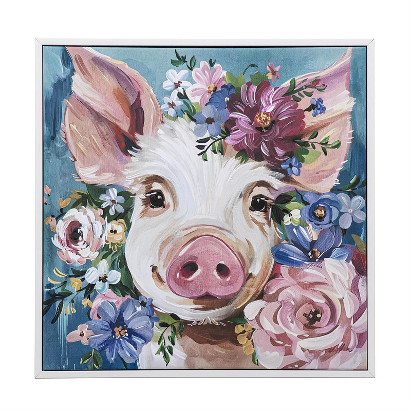 Canvas Wall Art with Wooden Frame, Pig, 24" L x 24" H