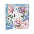 Canvas Wall Art with Wooden Frame, Pig, 24" L x 24" H