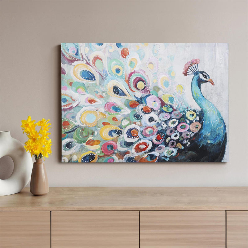 Canvas Wall Décor, Peacock, 28" L x 20" H