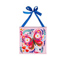 8" H x 8" L Mini Canvas with Ribbon, Folk Critters