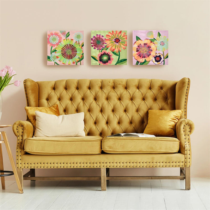 Pastel Flowers Canvas Wall Décor, 12" H x 12" L
